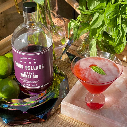 Strawberry, Basil & Shiraz Gin Smash Cocktail - Jessica Nguyen