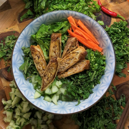 Bún Chả Giò Vietnamese Spring Roll Noodle Bowls - Jessica Nguyen