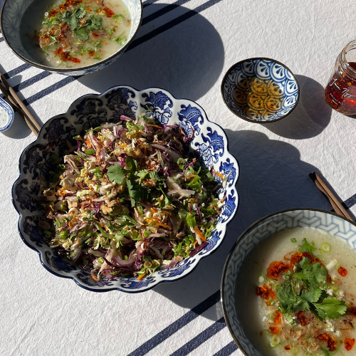 Cháo Gà (Vietnamese Chicken Congee with a Poached Chicken Slaw)