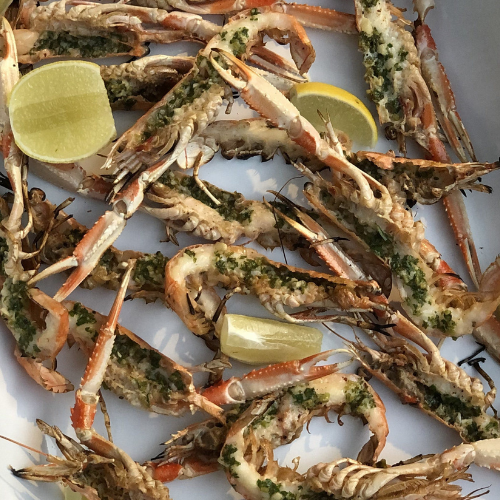 Grilled Langoustines with Butter, Garlic & Parsley