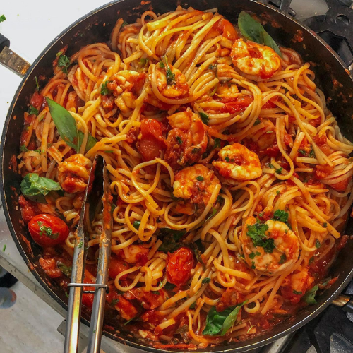 Spicy Prawn Linguine