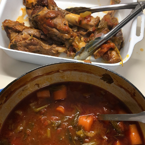 Slow Cooked Lamb Shanks with a Puy Lentil Stew