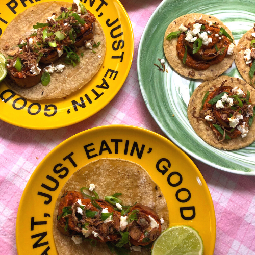 Sweet Potato Tacos with Almond Chilli Salsa