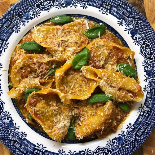 Tortelli Ragu with Jackfruit & Wonton Wrappers