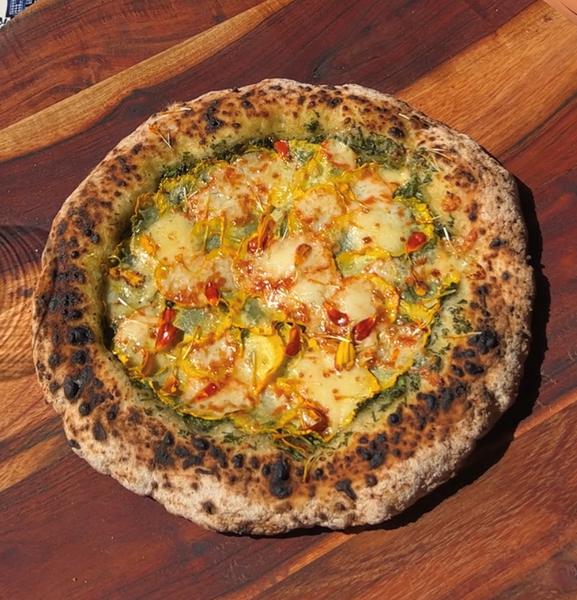 Squash, Coriander & Marigold Pizza
