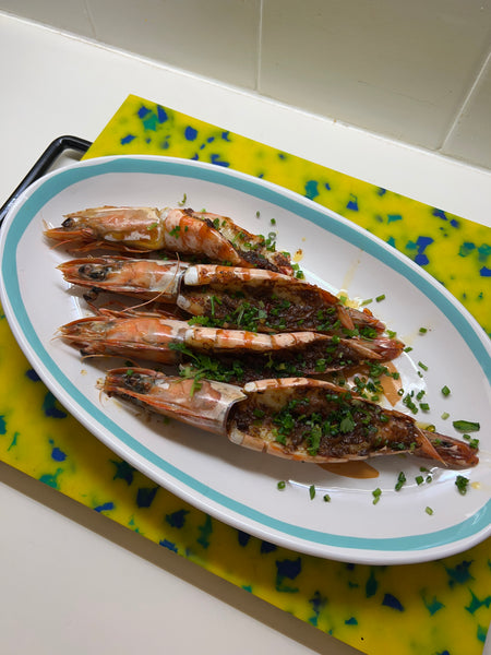 Butterflied Prawns with Vegemite and XO Sauce