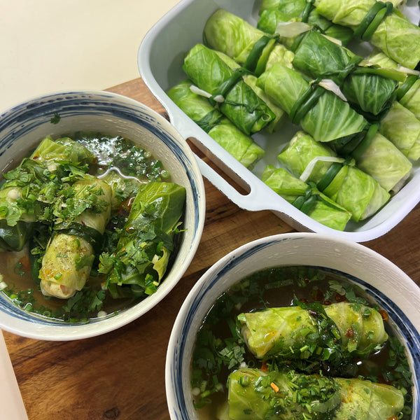 Vietnamese Stuffed Cabbage Soup (Canh Bắp Cải Gói Thịt)