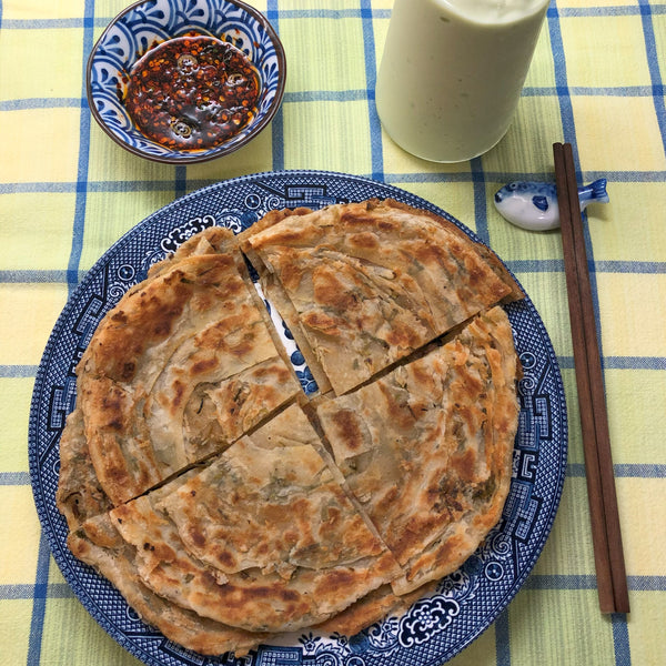 Chinese Scallion Pancakes with a Chilli Oil Dipping Sauce